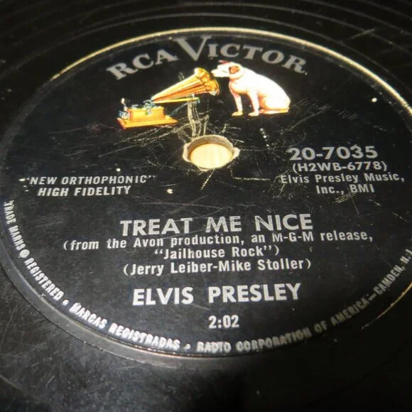 Rock 78 ELVIS PRESLEY Jailhouse Rock/Treat Me Nice-RCA 20-7035 G+